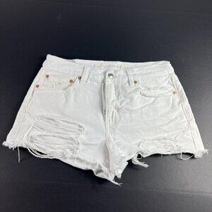 American Eagle Shorts Women 31* 90s Boyfriend White Cut Off  Stretch Jorts Tag 6